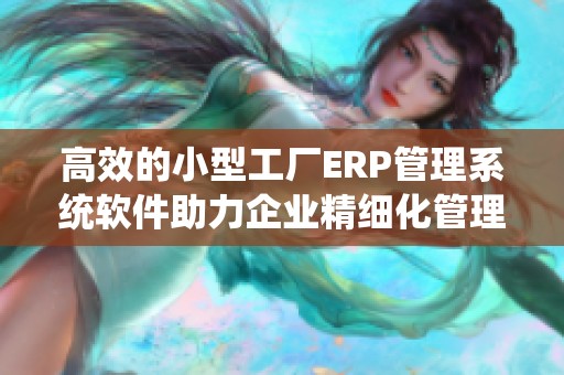 高效的小型工厂ERP管理系统软件助力企业精细化管理