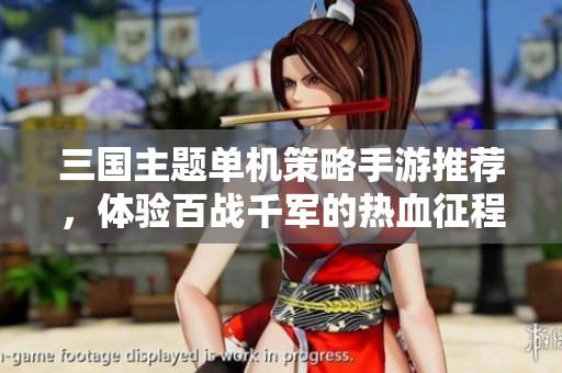 三国主题单机策略手游推荐，体验百战千军的热血征程