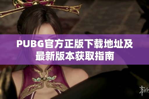 PUBG官方正版下载地址及最新版本获取指南