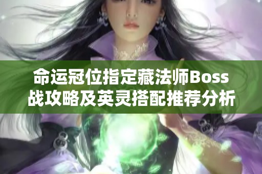 命运冠位指定藏法师Boss战攻略及英灵搭配推荐分析