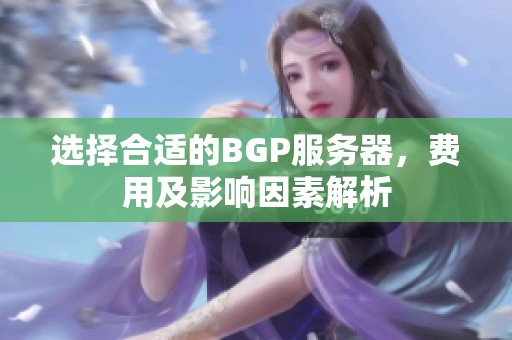 选择合适的BGP服务器，费用及影响因素解析