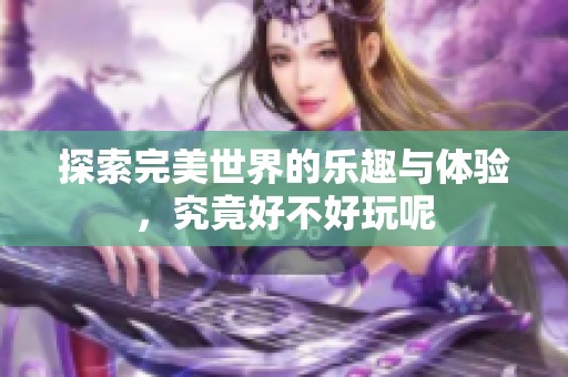 探索完美世界的乐趣与体验，究竟好不好玩呢