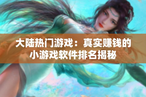 大陆热门游戏：真实赚钱的小游戏软件排名揭秘