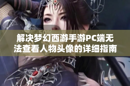 解决梦幻西游手游PC端无法查看人物头像的详细指南