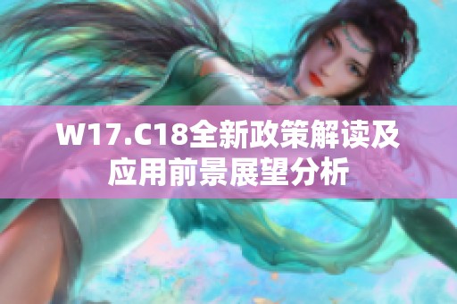 W17.C18全新政策解读及应用前景展望分析