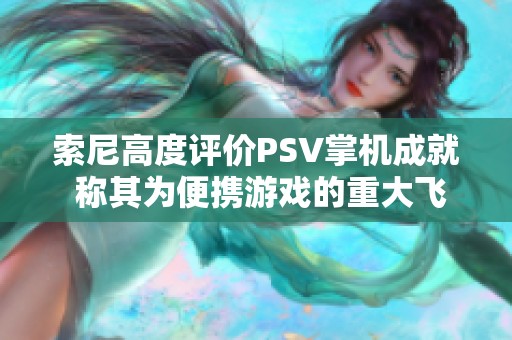 索尼高度评价PSV掌机成就 称其为便携游戏的重大飞跃