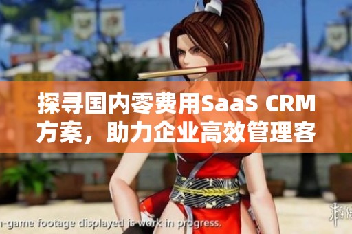 探寻国内零费用SaaS CRM方案，助力企业高效管理客户关系